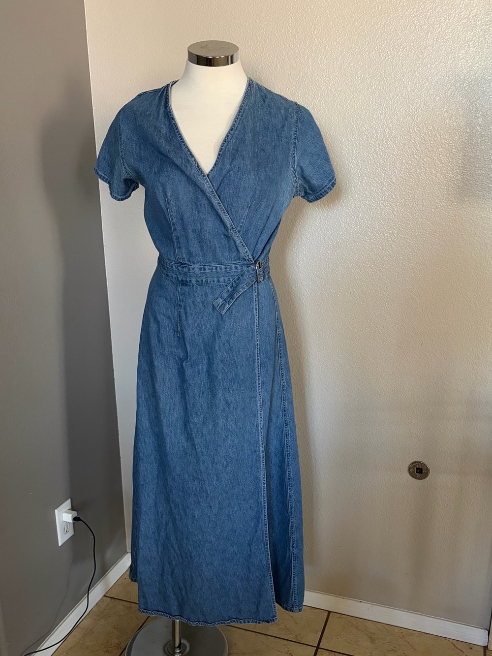Merona Blue Denim Wrap Maxi Dress